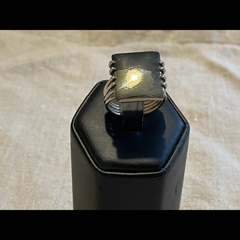 Sterling Silver and Gold Sheen Obsidian Ring